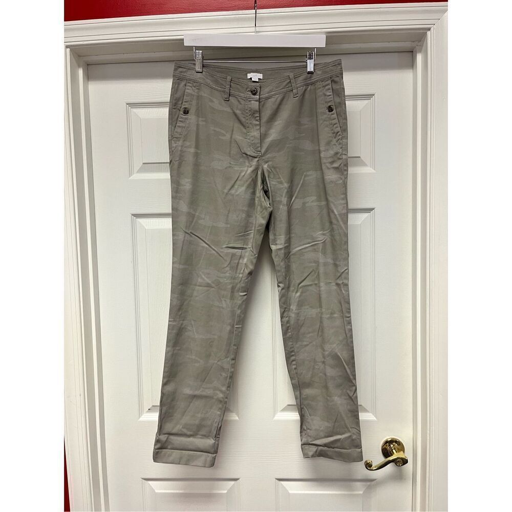 J. Jill Muted Green & Purple Camouflage Pants sz 12 NWOT